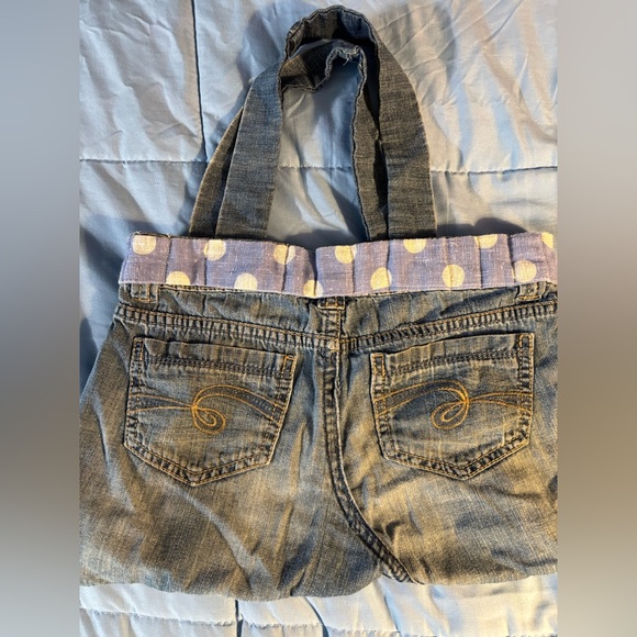 Denim and Polka Dot Satchel Made From Limited Too Jeans. Super Cute. - Picture 2 of 4